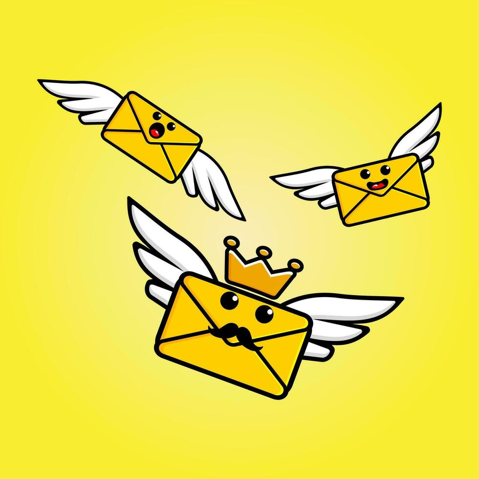 mail message symbol with wings illlustration vector