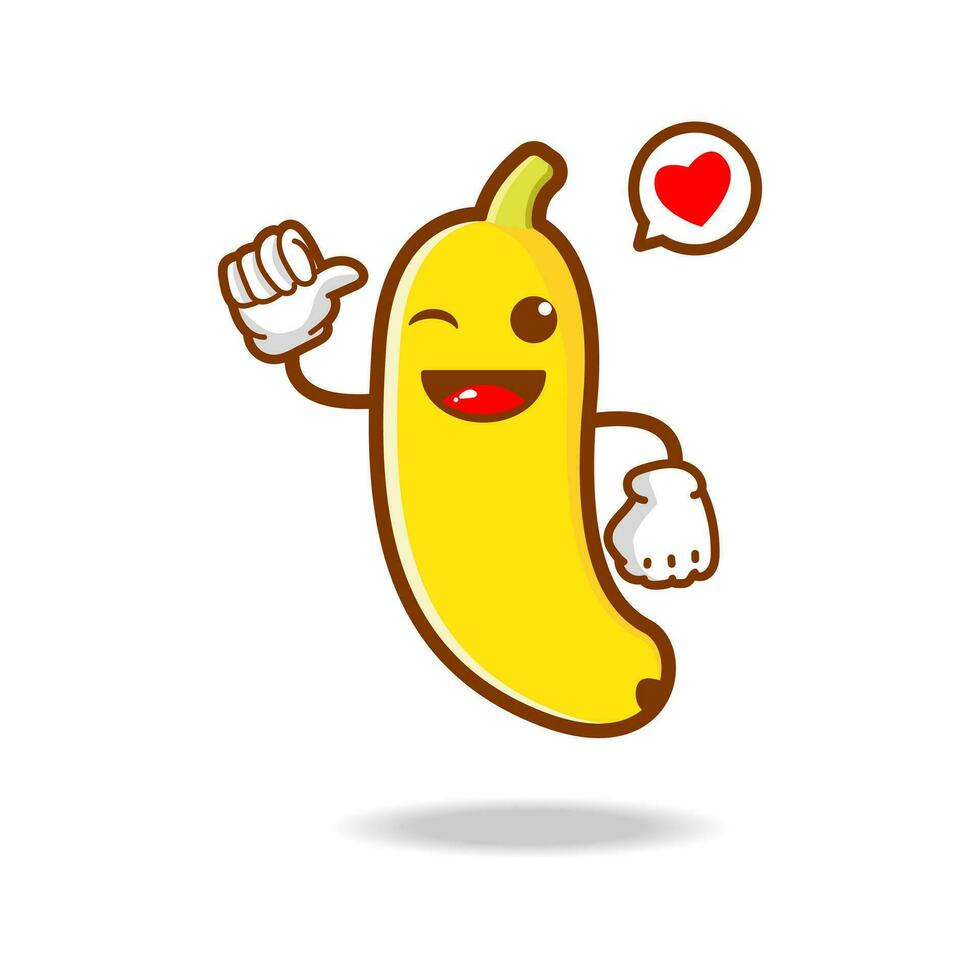 cute banana cartoon mascot character vector