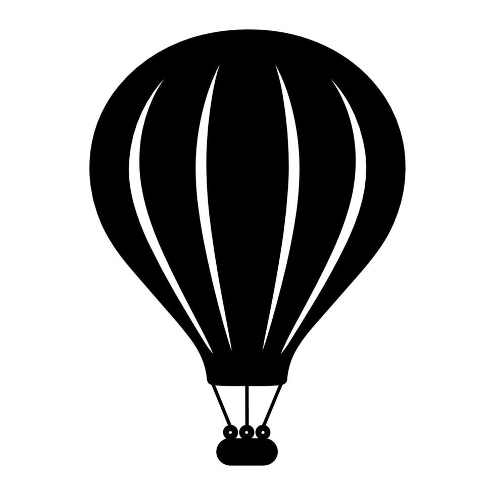 Vector illustration. Silhouette of hot air balloon. Air transport for travel. Isolated on white and Gray background.