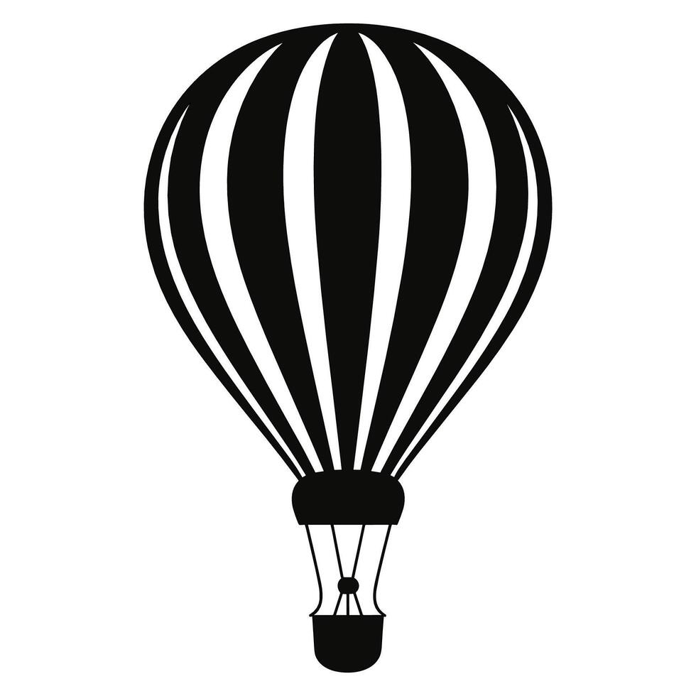 Vector illustration. Silhouette of hot air balloon. Air transport for travel. Isolated on white and Gray background.