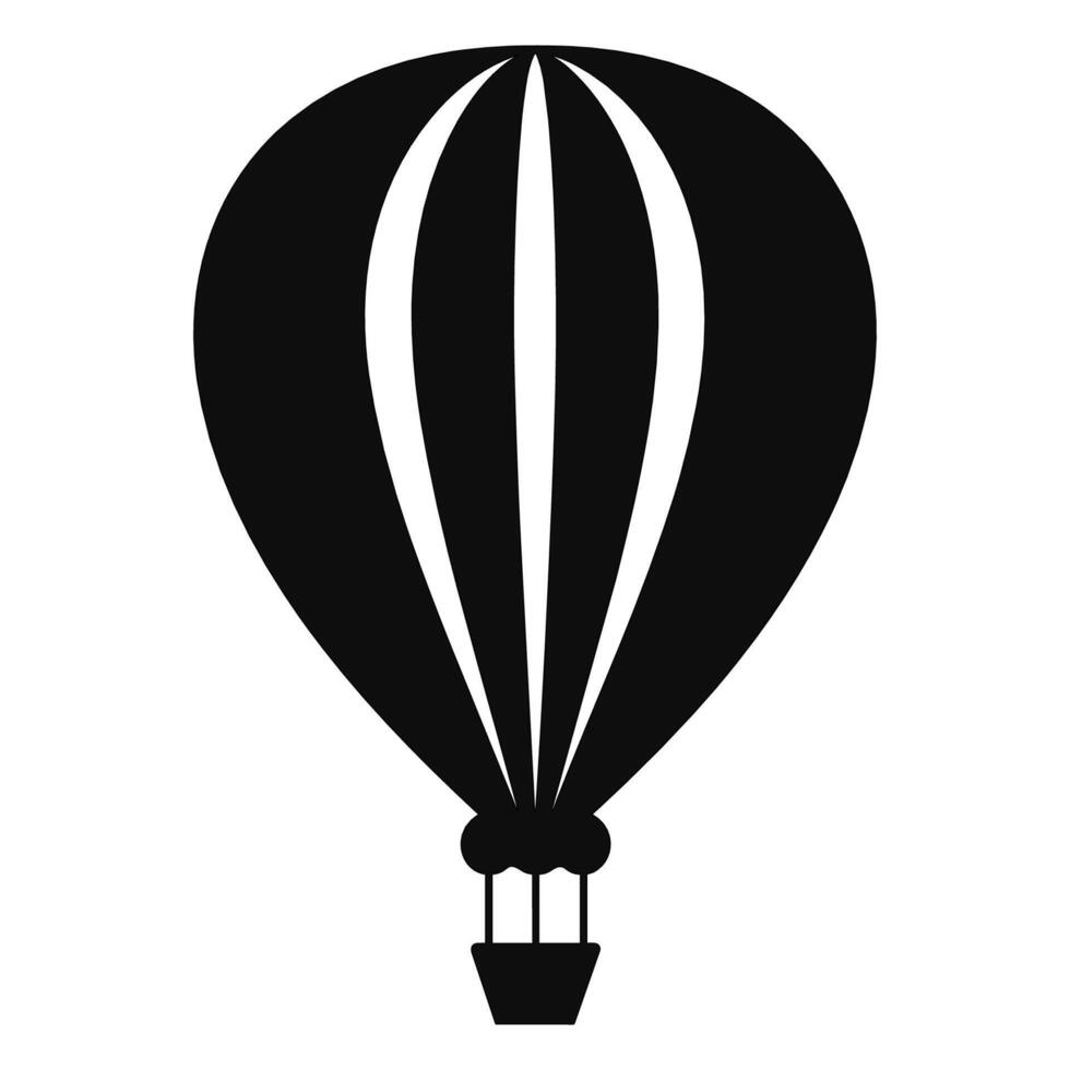 Vector illustration. Silhouette of hot air balloon. Air transport for travel. Isolated on white and Gray background.