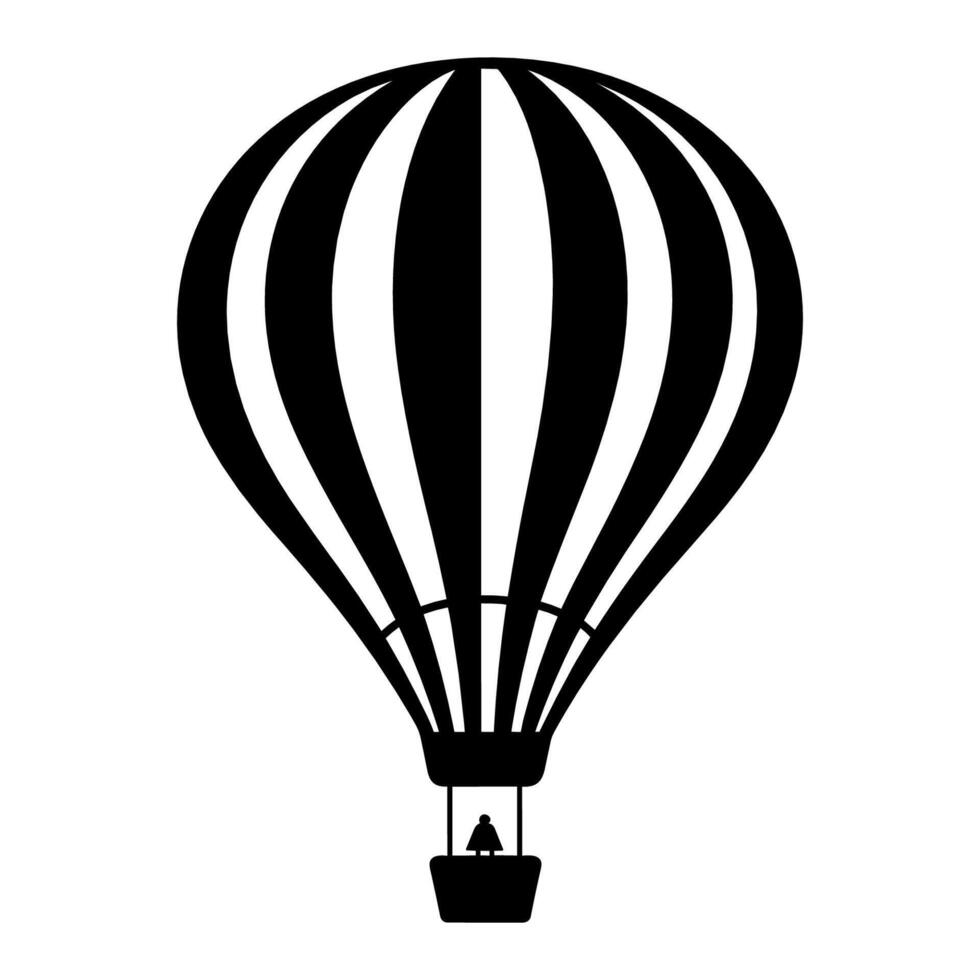 Vector illustration. Silhouette of hot air balloon. Air transport for travel. Isolated on white and Gray background.