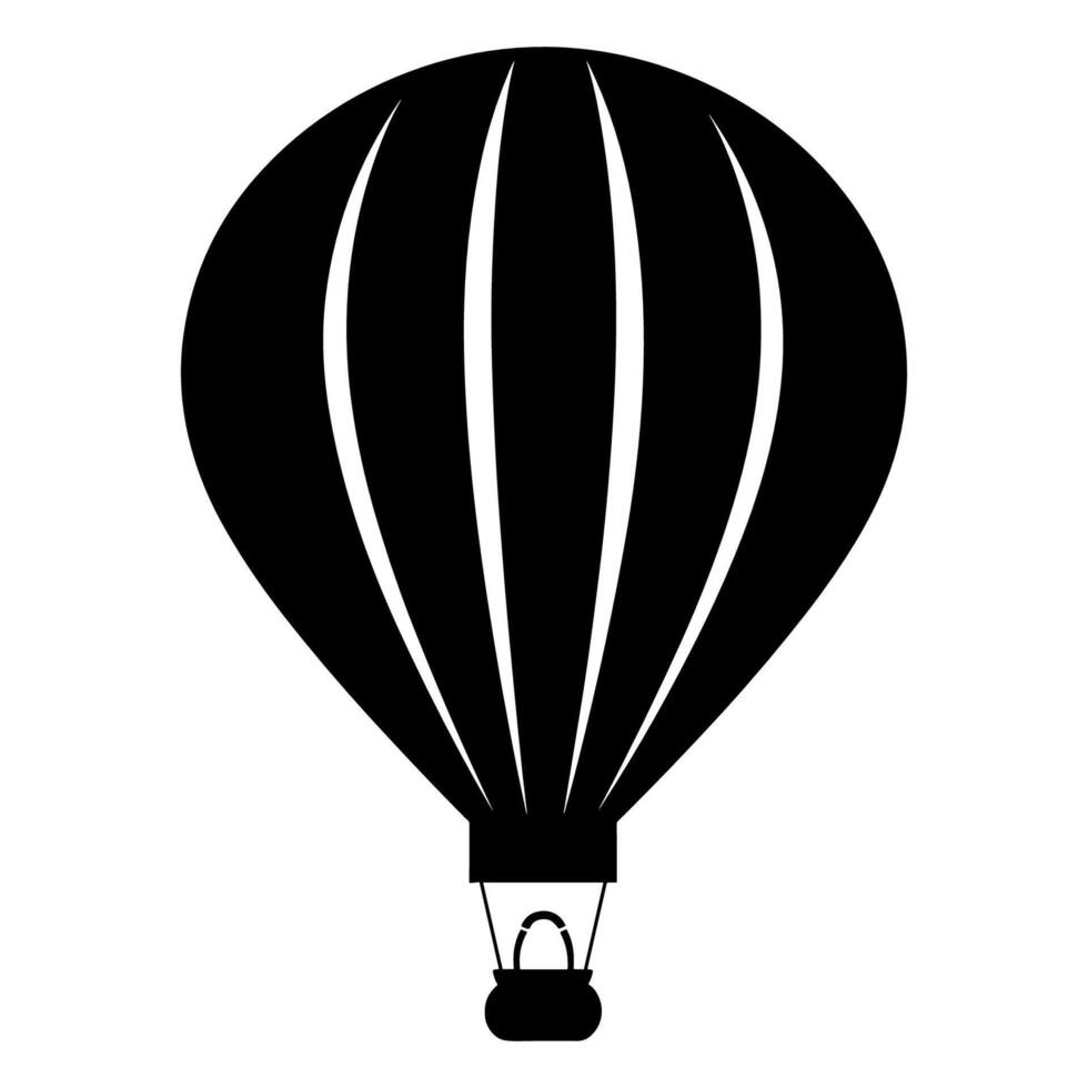 Vector illustration. Silhouette of hot air balloon. Air transport for travel. Isolated on white and Gray background.