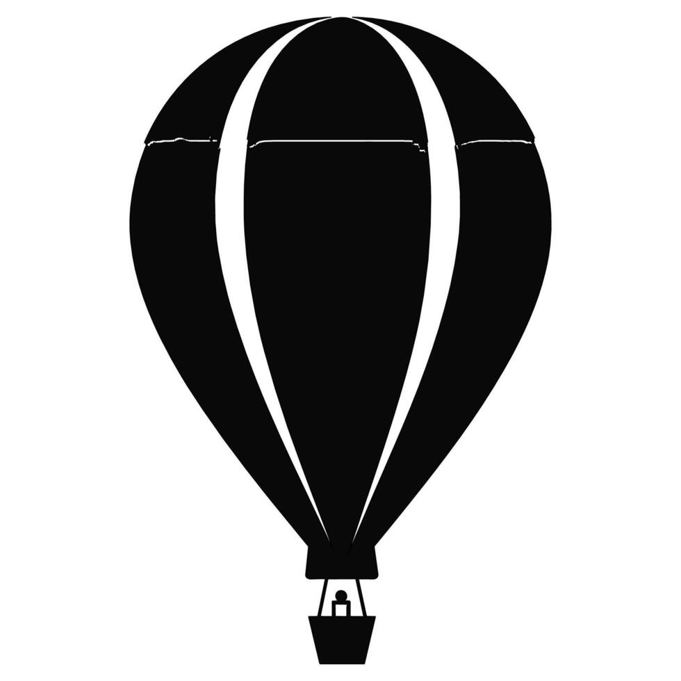 Vector illustration. Silhouette of hot air balloon. Air transport for travel. Isolated on white and Gray background.