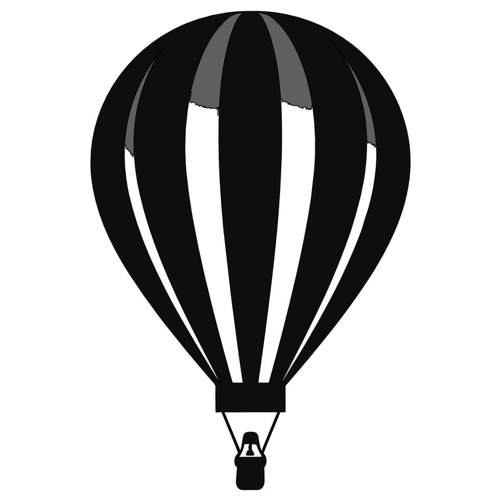 Vector illustration. Silhouette of hot air balloon. Air transport for travel. Isolated on white and Gray background.