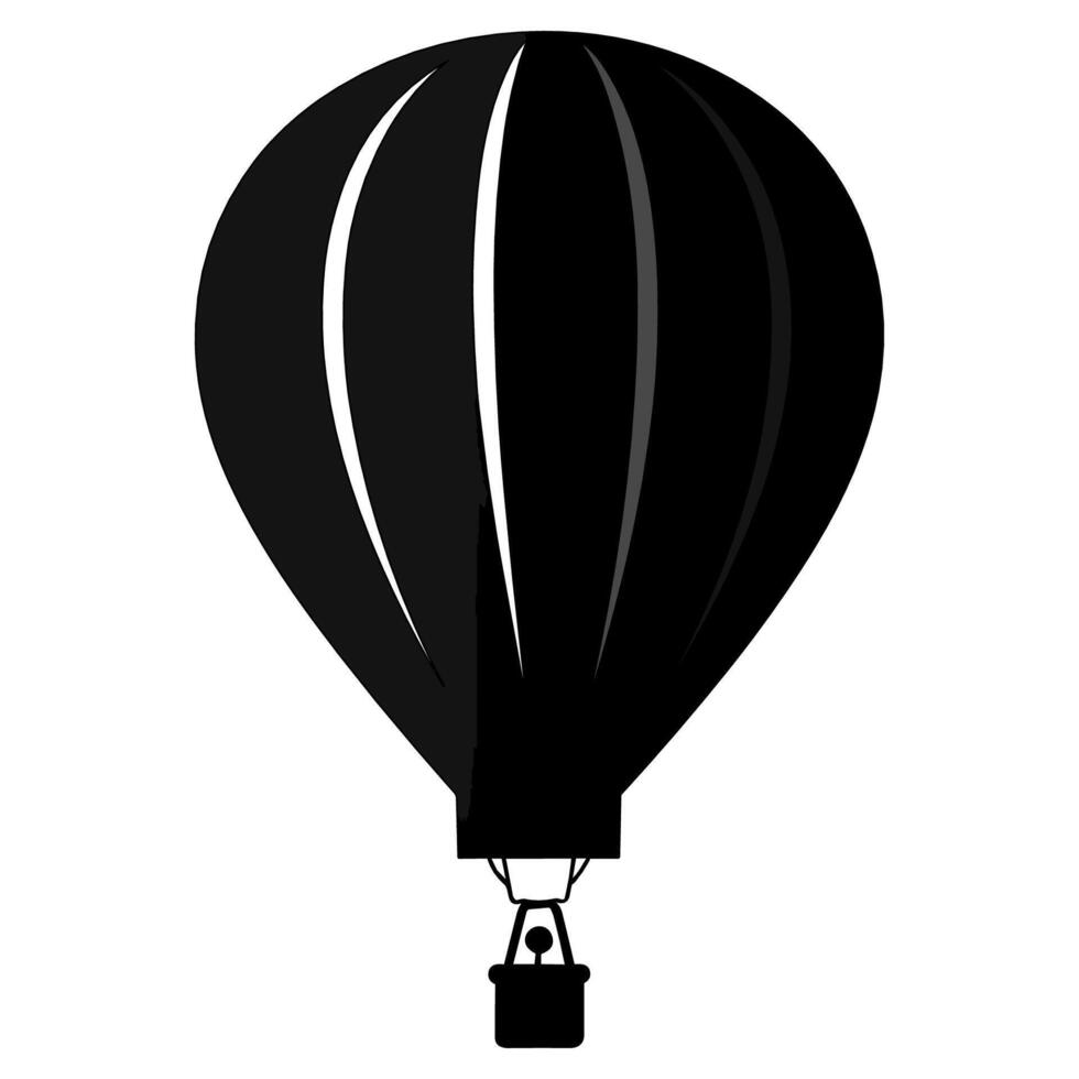 Vector illustration. Silhouette of hot air balloon. Air transport for travel. Isolated on white and Gray background.