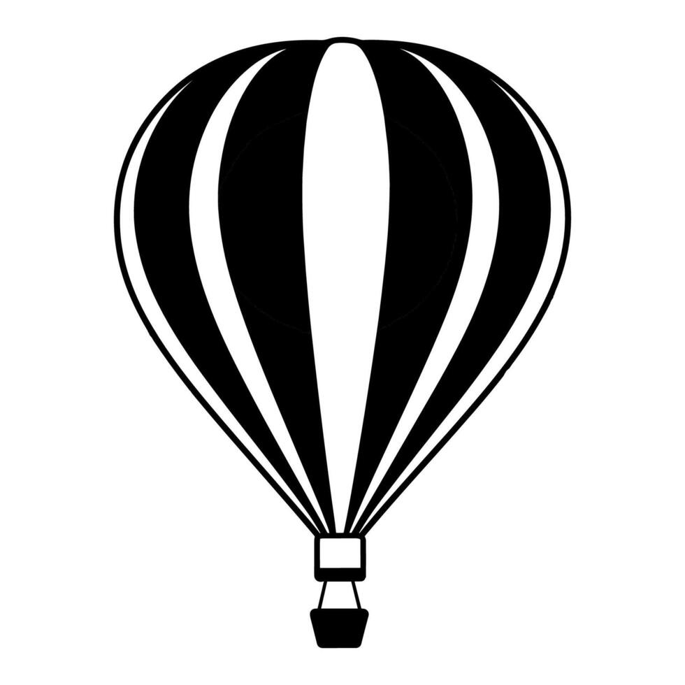 Vector illustration. Silhouette of hot air balloon. Air transport for travel. Isolated on white and Gray background.