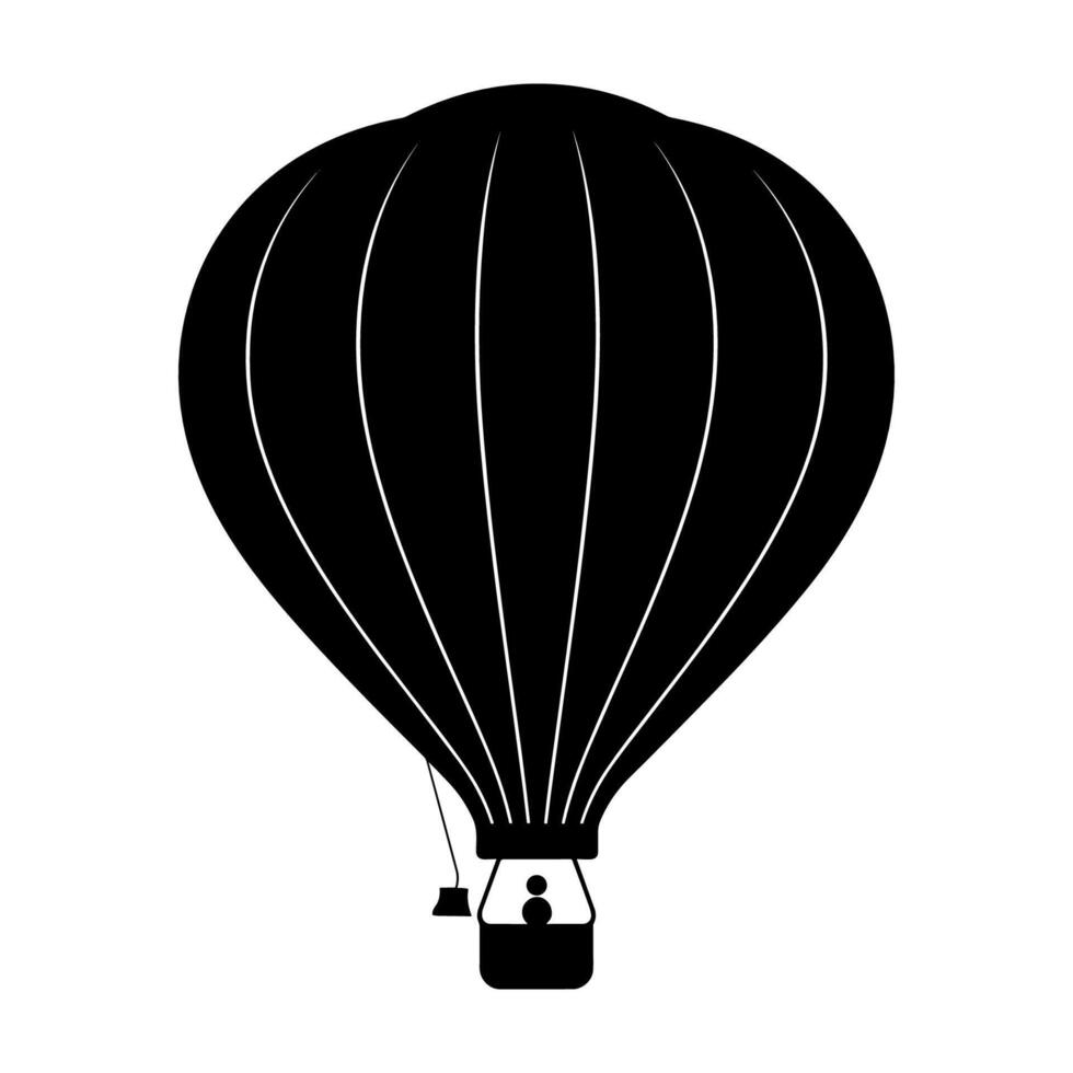 Vector illustration. Silhouette of hot air balloon. Air transport for travel. Isolated on white and Gray background.