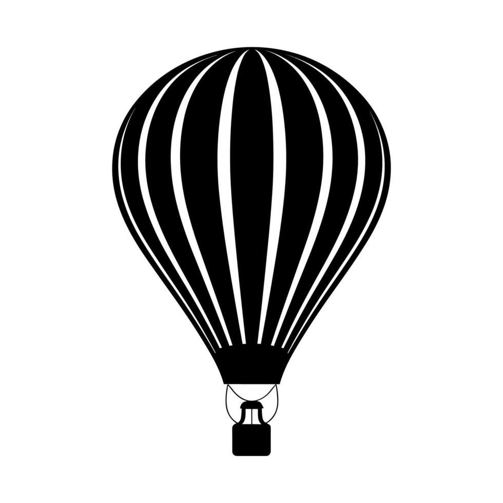 Vector illustration. Silhouette of hot air balloon. Air transport for travel. Isolated on white and Gray background.