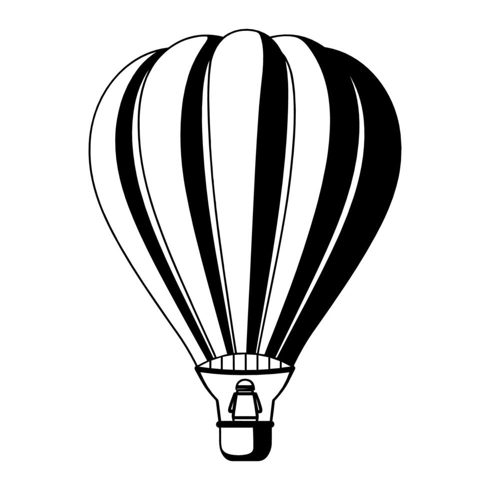 Vector illustration. Silhouette of hot air balloon. Air transport for travel. Isolated on white and Gray background.