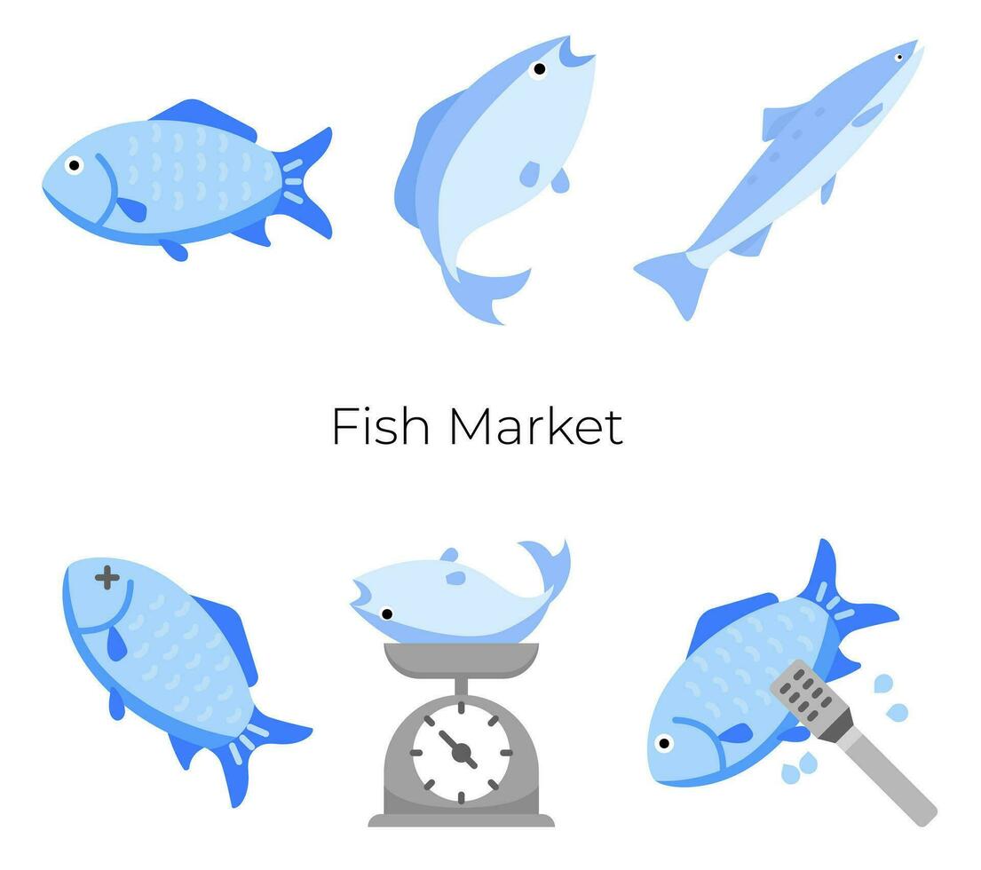 pescado plano iconos vector