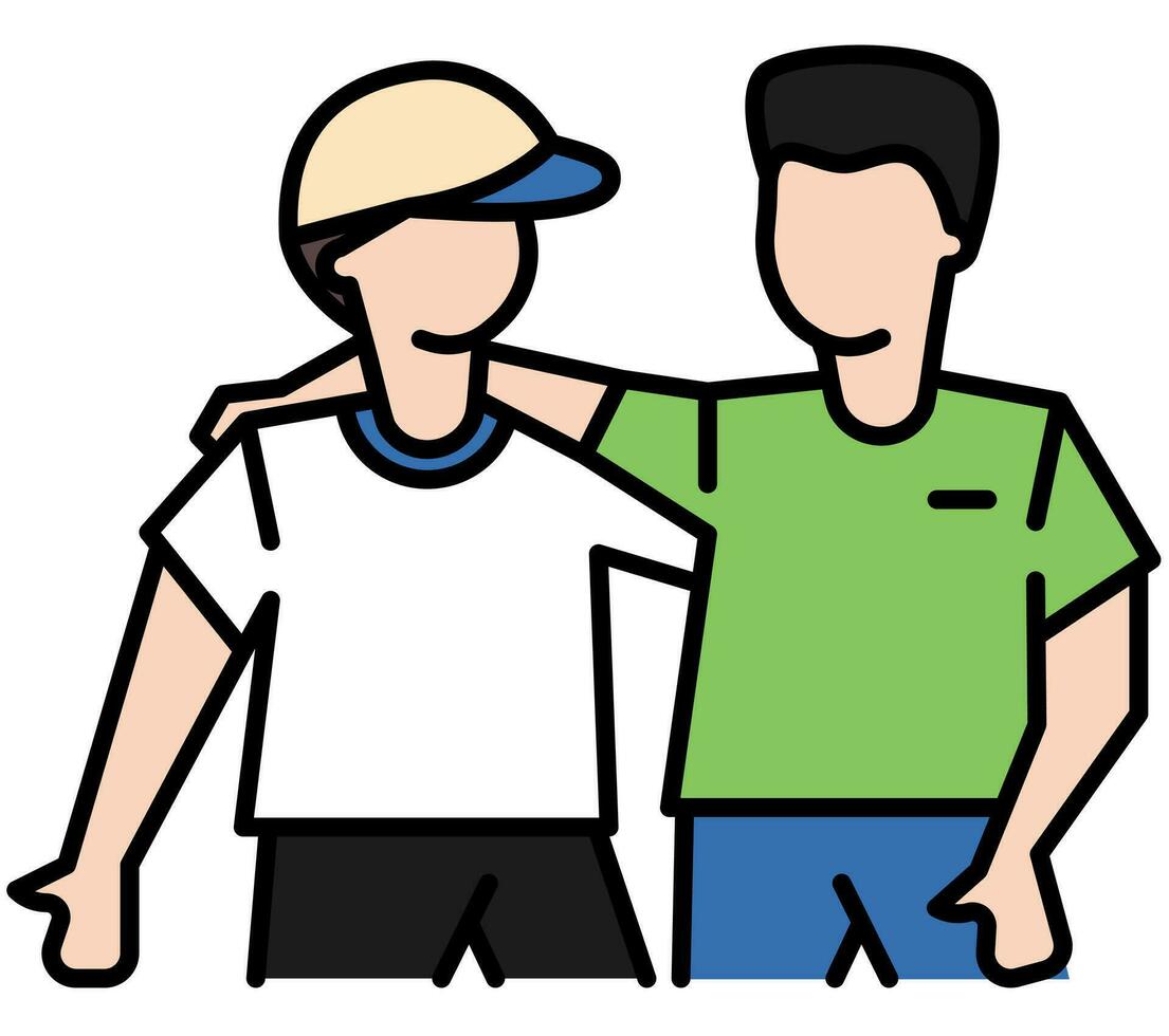 Two men friendships illustration. vector