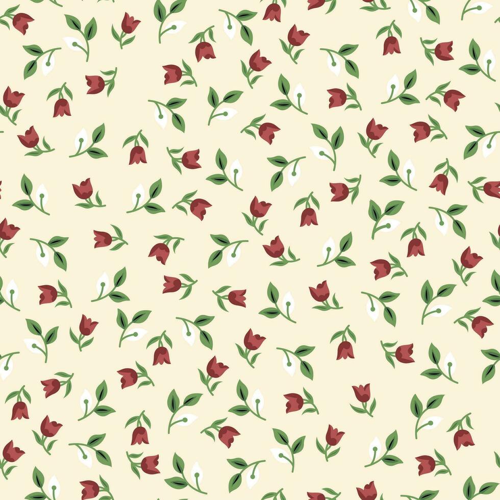 Small floral motif seamless pattern doodle vector