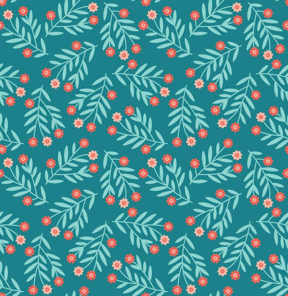 Minimal nostalgic retro flower seamless pattern vector