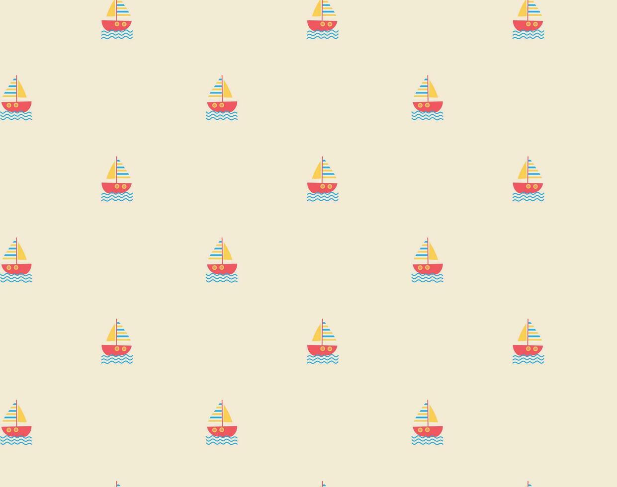 Hand drawn colorful small sailboat seamless pattern vector