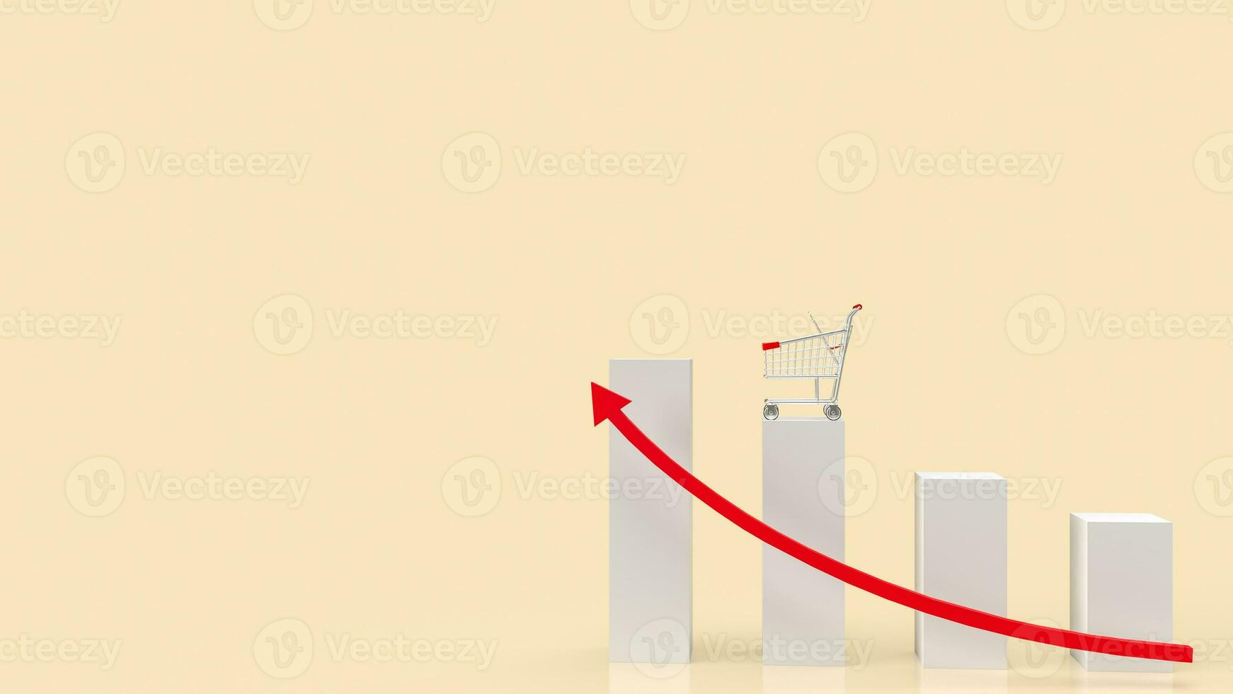 The super market cart and chart Business 3d rendering. photo