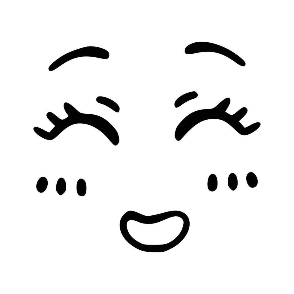 kawaii linda rostro. estilo manga ojos y boca. gracioso dibujos animados japonés emoticon en diferente expresiones, mega grande colocar. expresión anime personaje y emoticon cara ilustración. antecedentes. impresión. vector