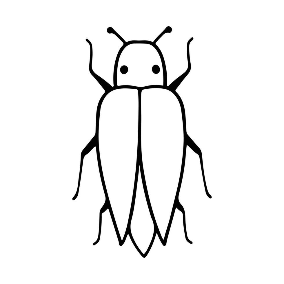 Hand-Drawn Insect Doodle Illustration. Insect or Bug Cartoon In Line Style Isolated In White Background. Insect Cartoon for Coloring Book vector