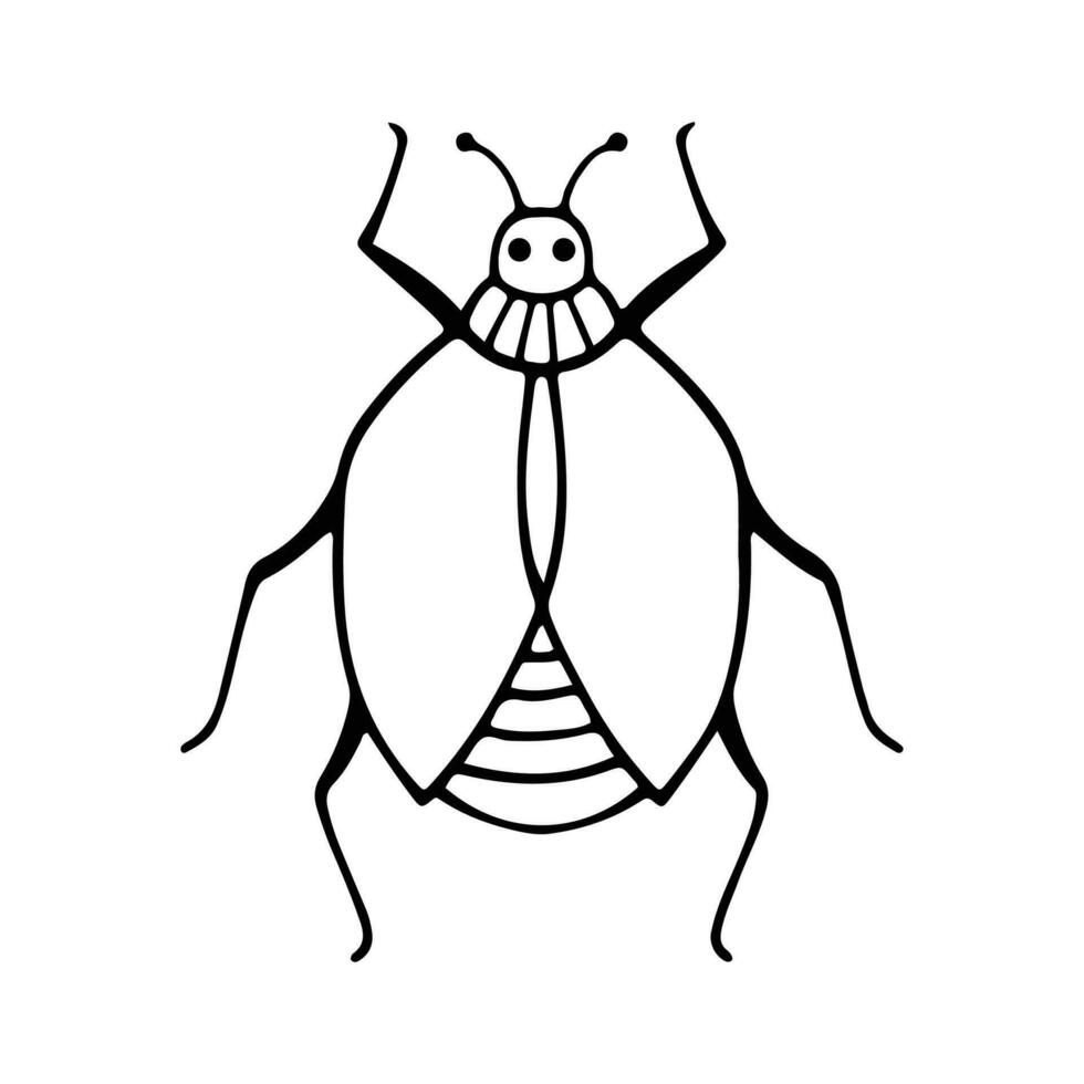 Hand-Drawn Insect Doodle Illustration. Insect or Bug Cartoon In Line Style Isolated In White Background. Insect Cartoon for Coloring Book vector