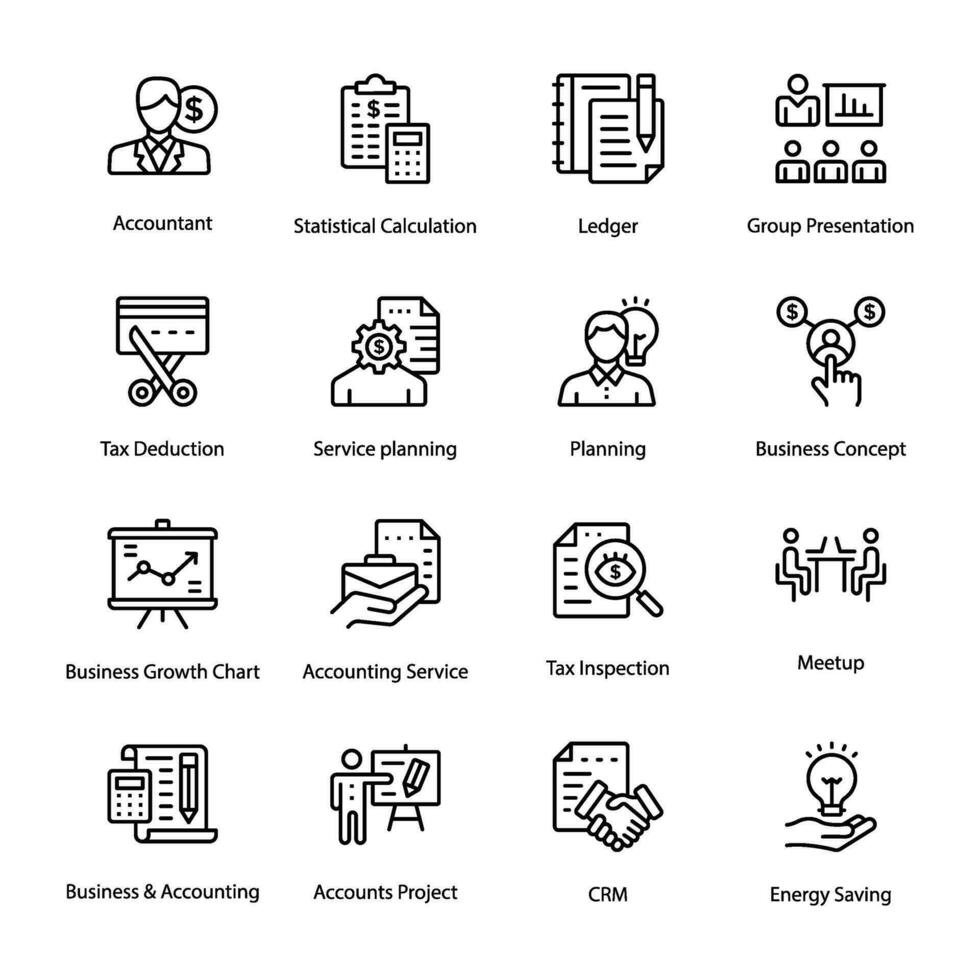 Pack of Business Management Line Icons vector