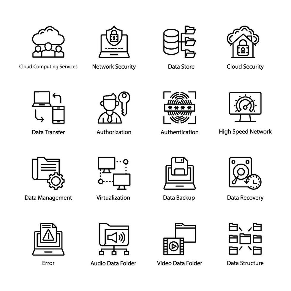 Data Hosting Line Vector Icons