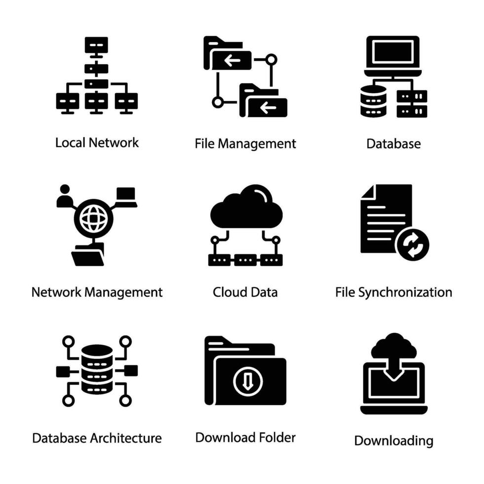 Pack of Data Storage Icon Vectors