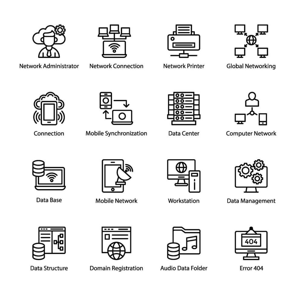 Cloud Computing Line Vector Icons