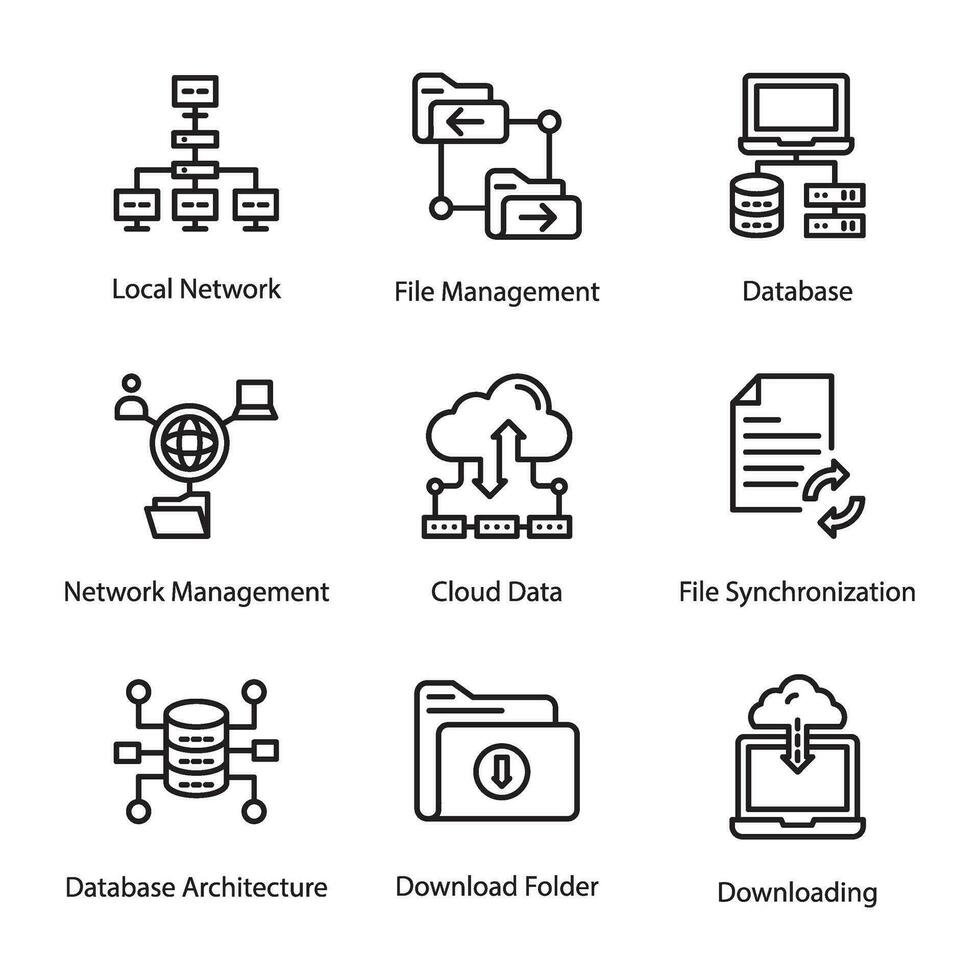 paquete de datos almacenamiento icono vectores