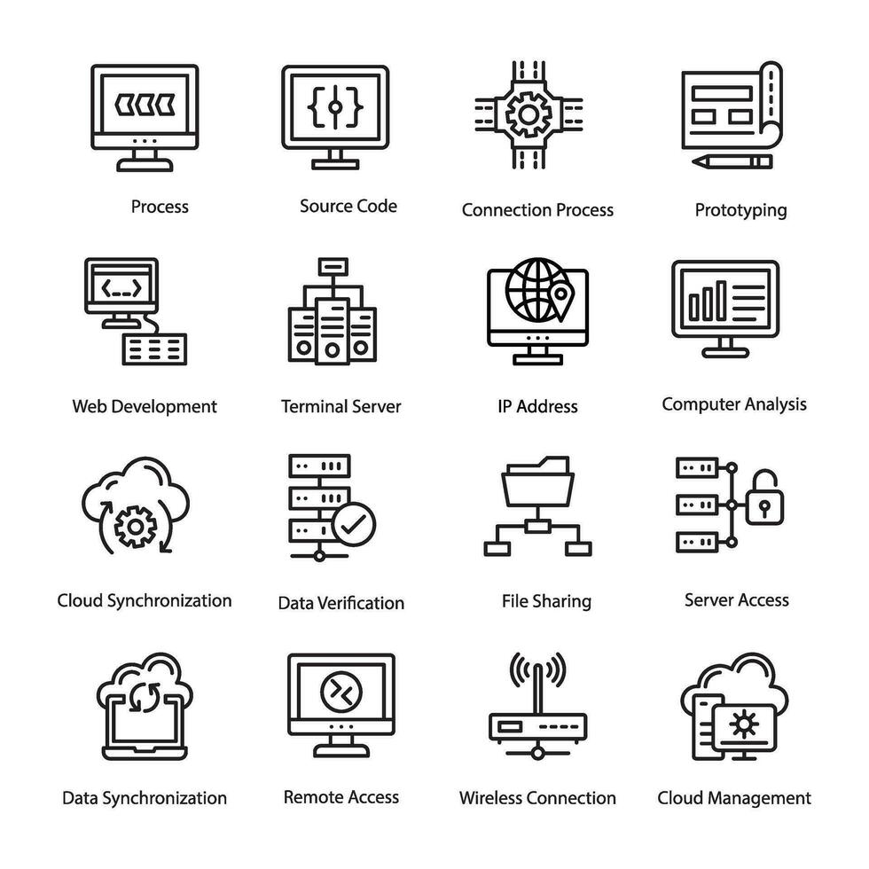 Pack of Programming and Hosting Icon Vectors