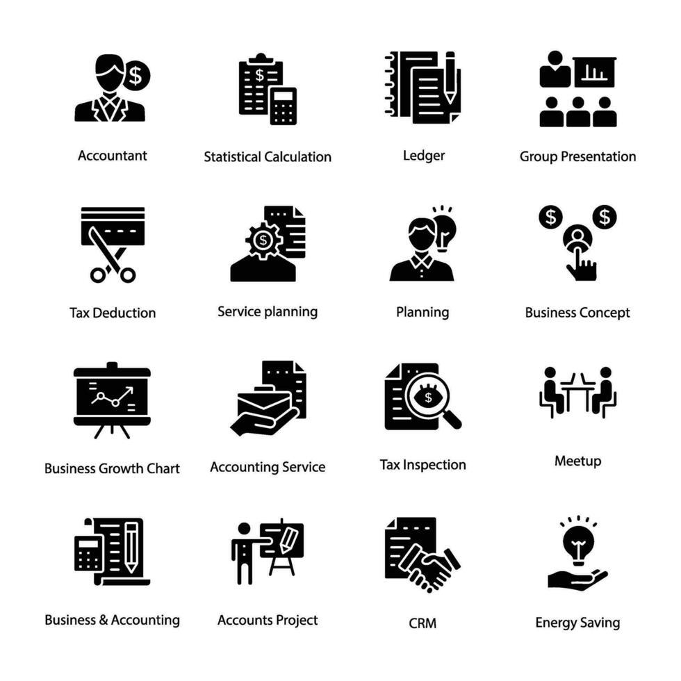 Pack of Business Management Glyph Icons vector