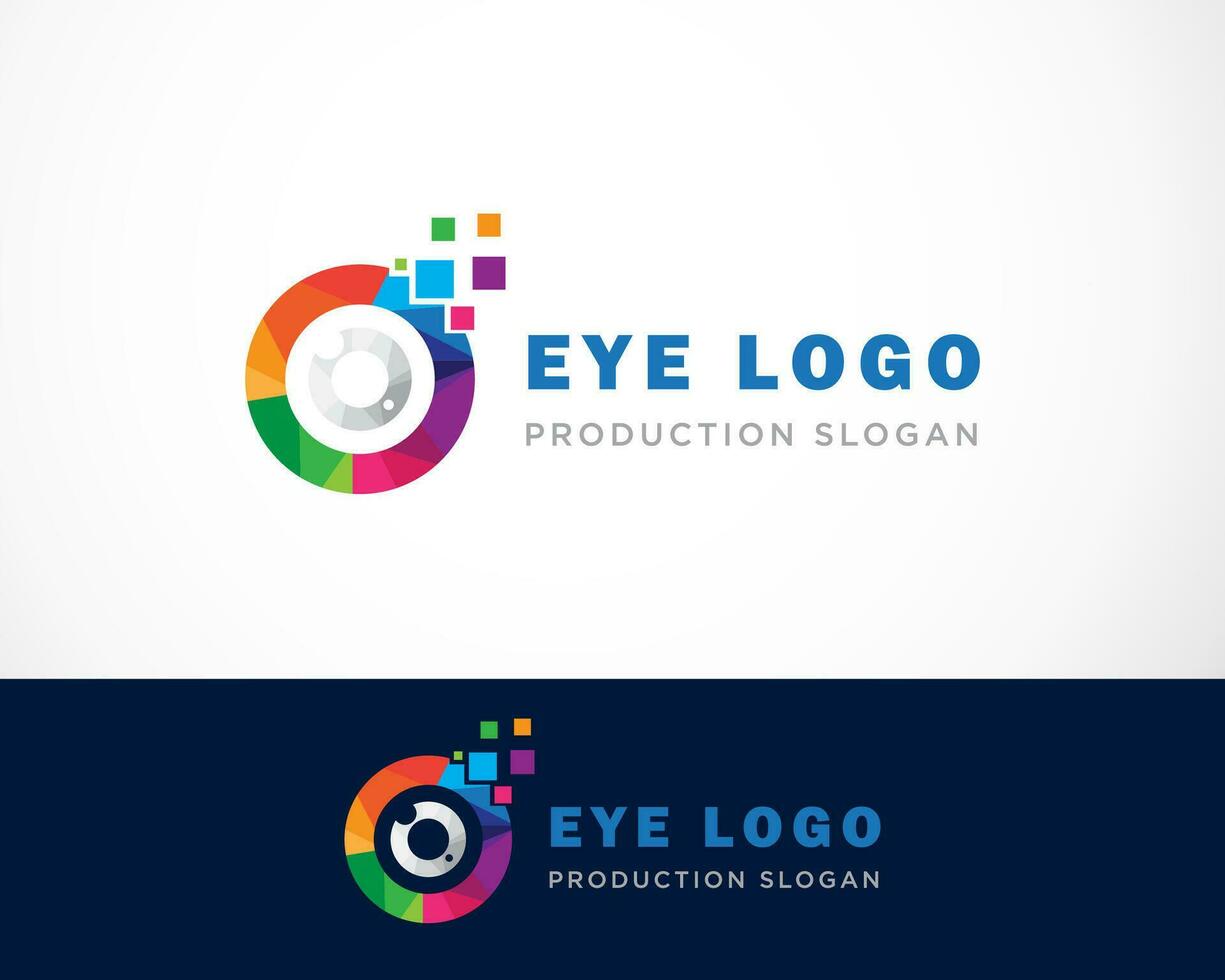 Eye Logo design vector template. Multicolored media icons. Creative Vision Logotype Concept. Colorful Eyes Logo vision.