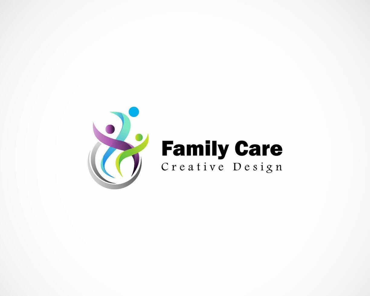 Family care logo creative concept people abstract vector