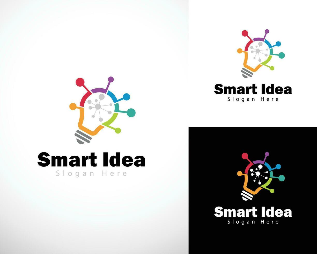 inteligente idea logo creativo bulbo conectar diseño concepto innovación cerebro tecnología red vector