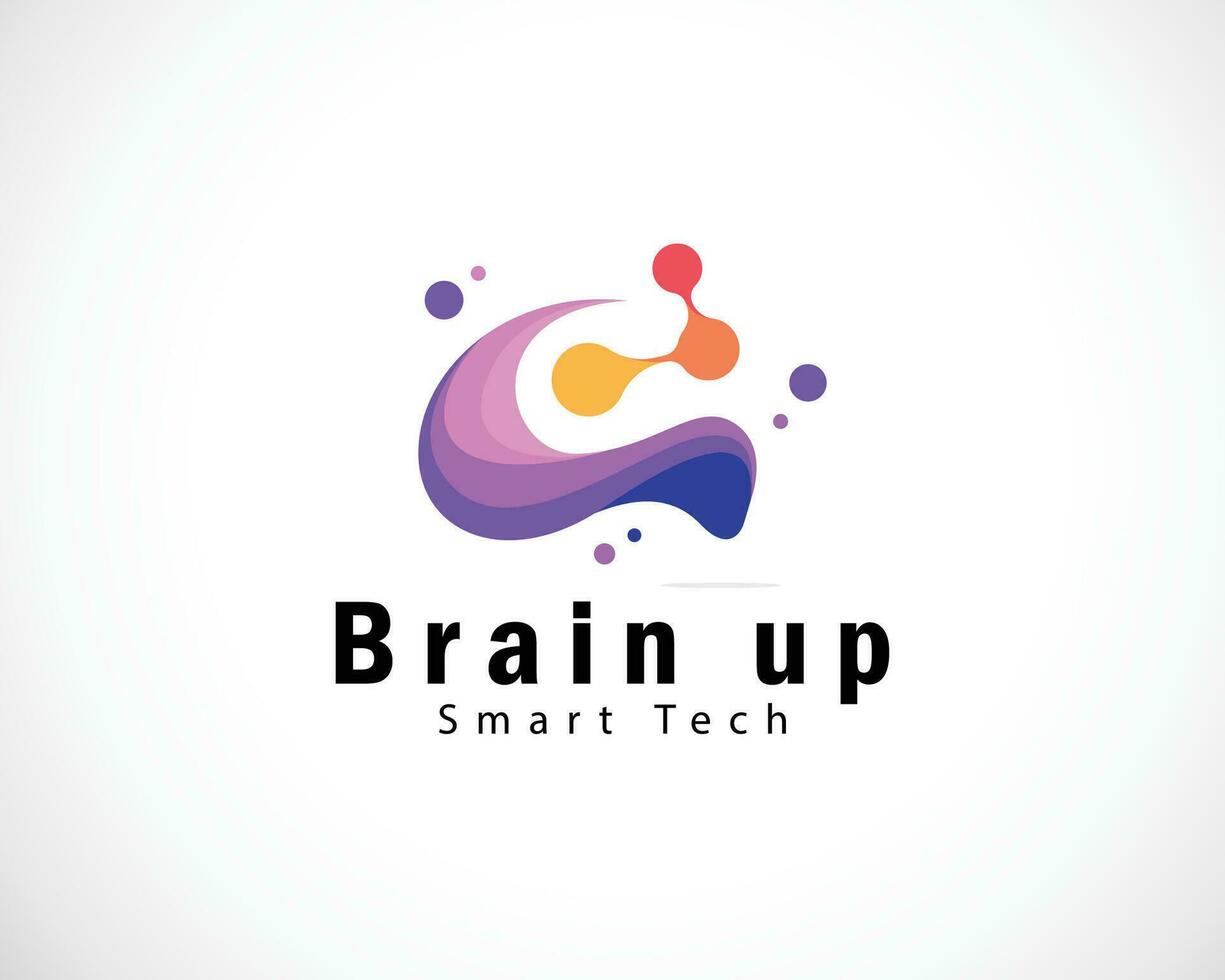 brain logo creative color connect lab molecule smart design concept tech science vector