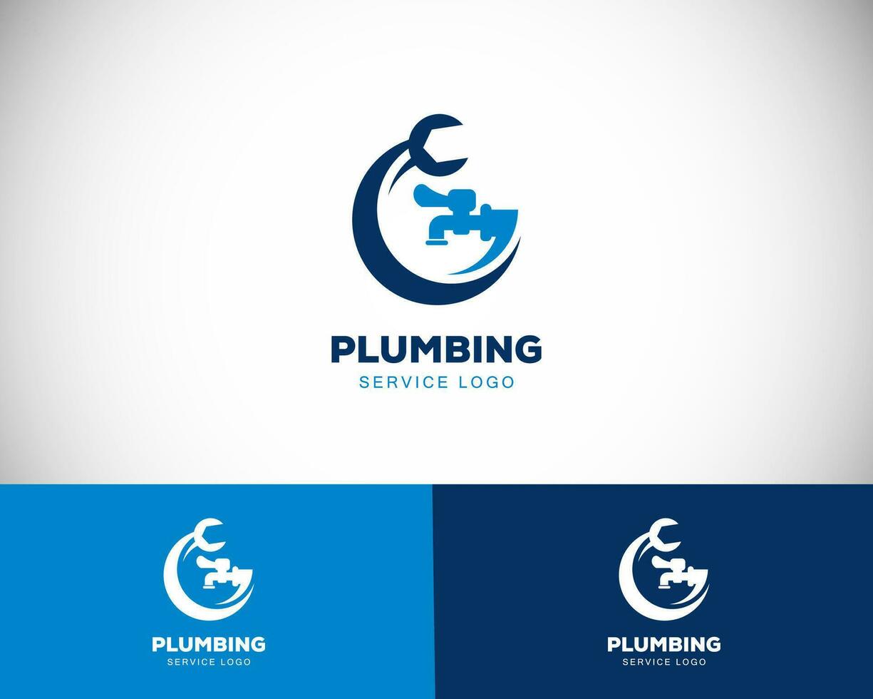 Plumbing logo creative service and clean vector illustration blue