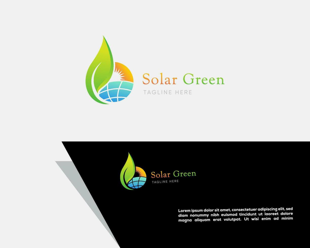 solar verde creativo logo diseño modelo vector