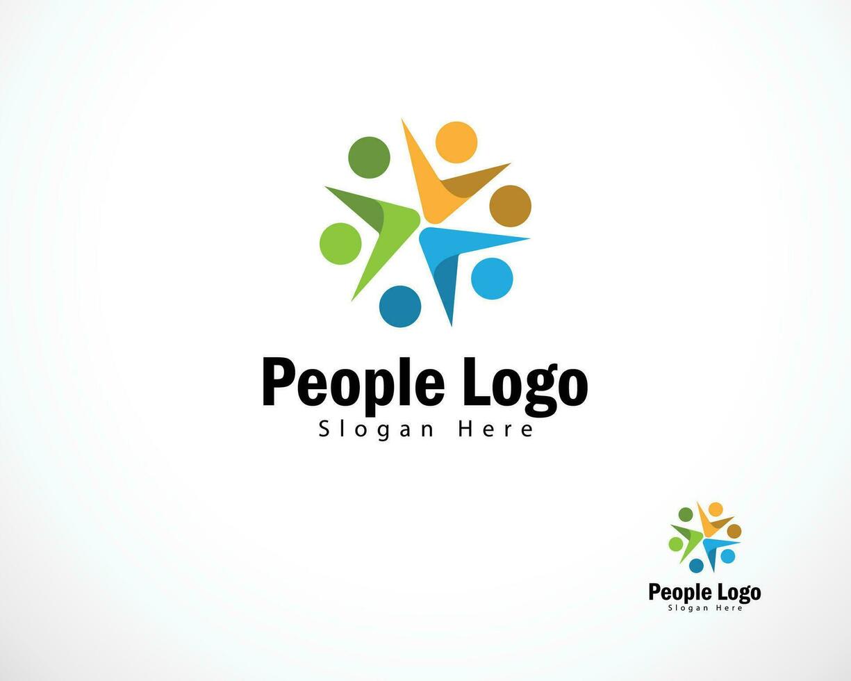 people logo creative team work connect leader ship design concept abstract family success vector