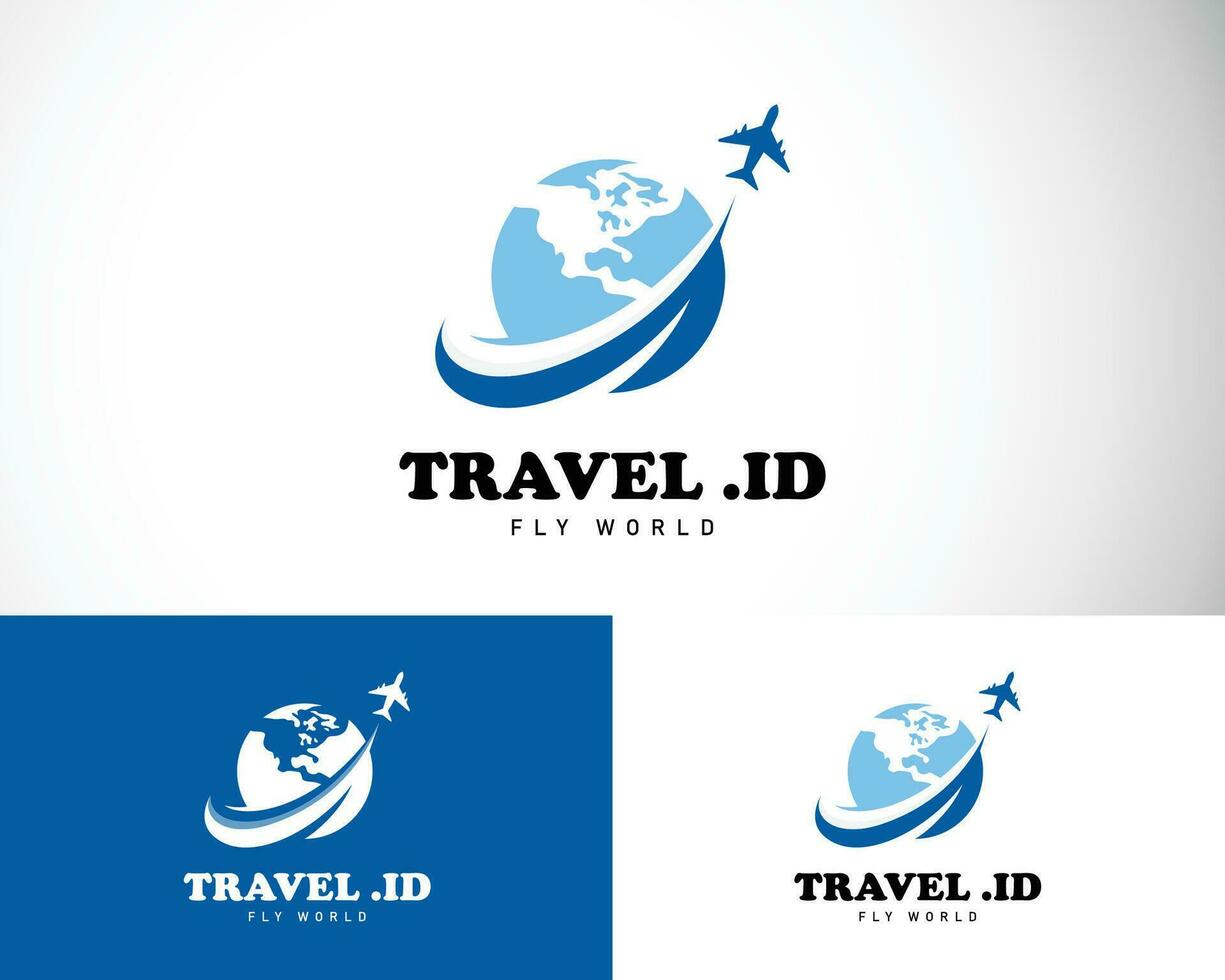 viaje mundo logo creativo icono diseño moderno mosca aeronave diseño concepto vector