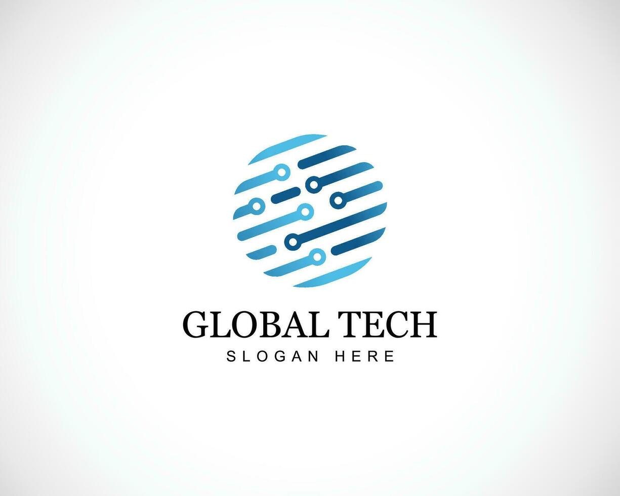 global tech logo creative design concept circle system connect vector