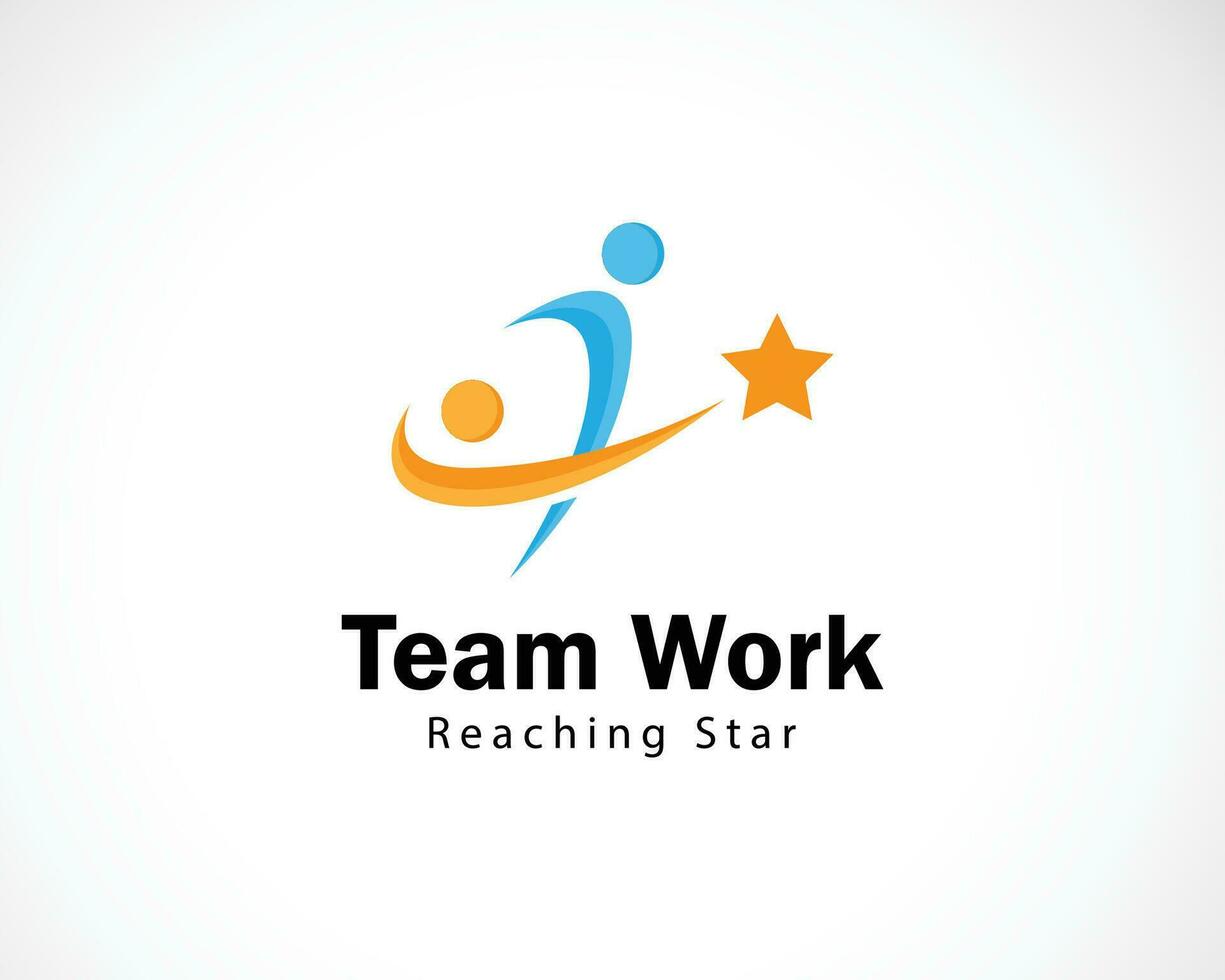 team work logo creative people abstract education reaching star design concept foundation vector