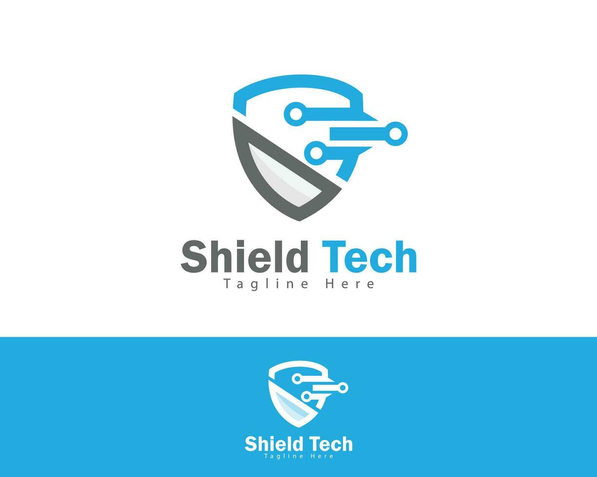 shield tech logo creative protect digital icon logo design concept vector