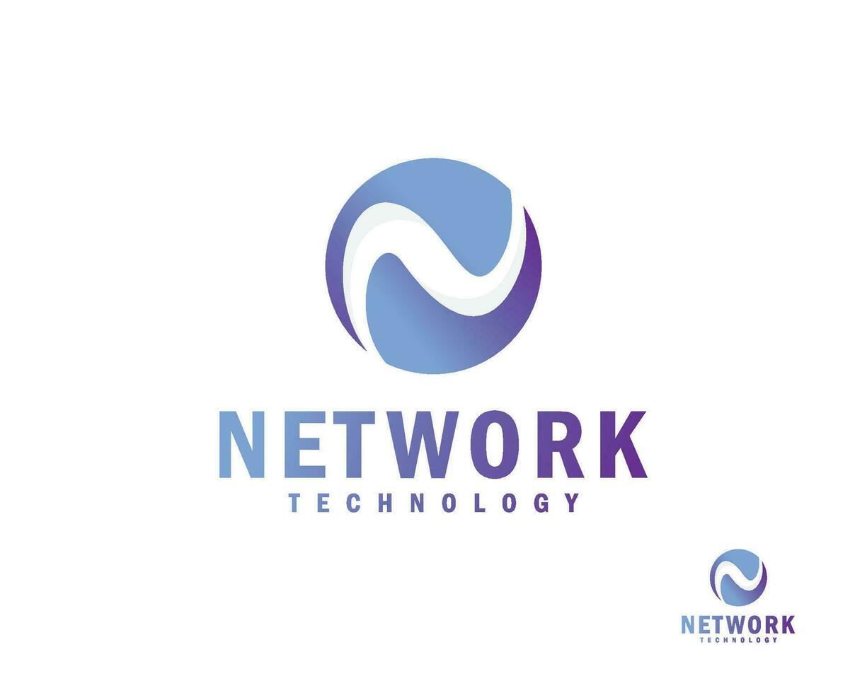 network logo creative design concept globe connect world technology digital vector