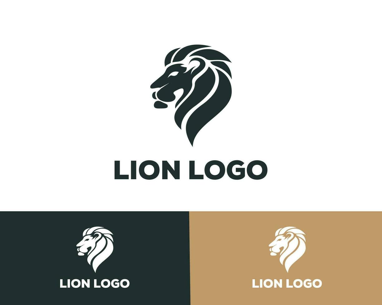 lion logo head creative design template vector