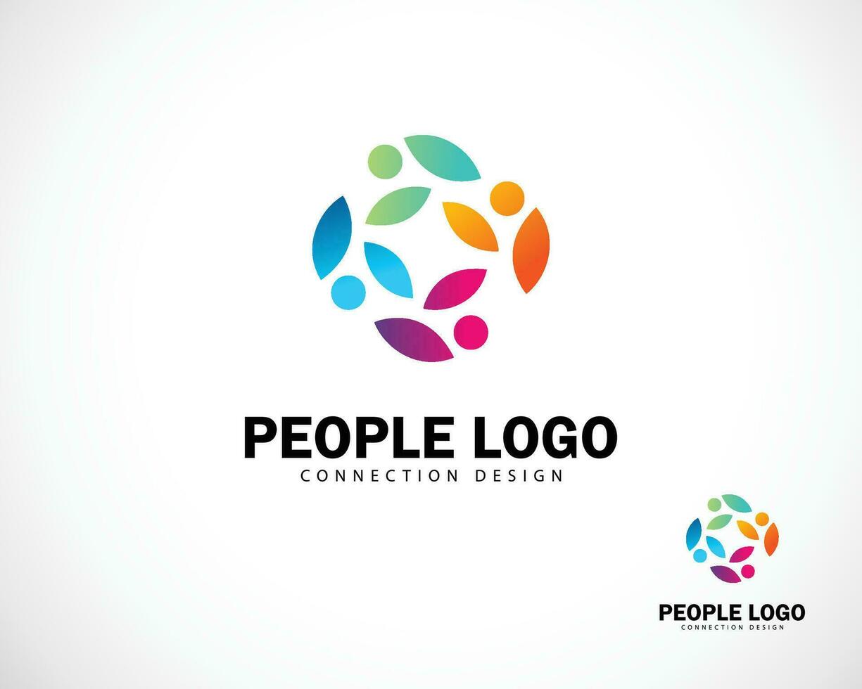 people abstract logo creative connect team grub color gradient icon design vector