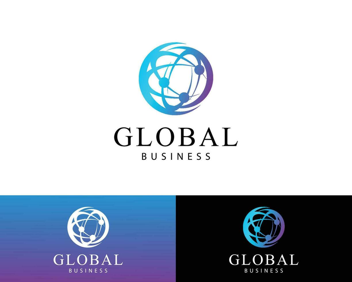global logo creative science tech connect world education vector