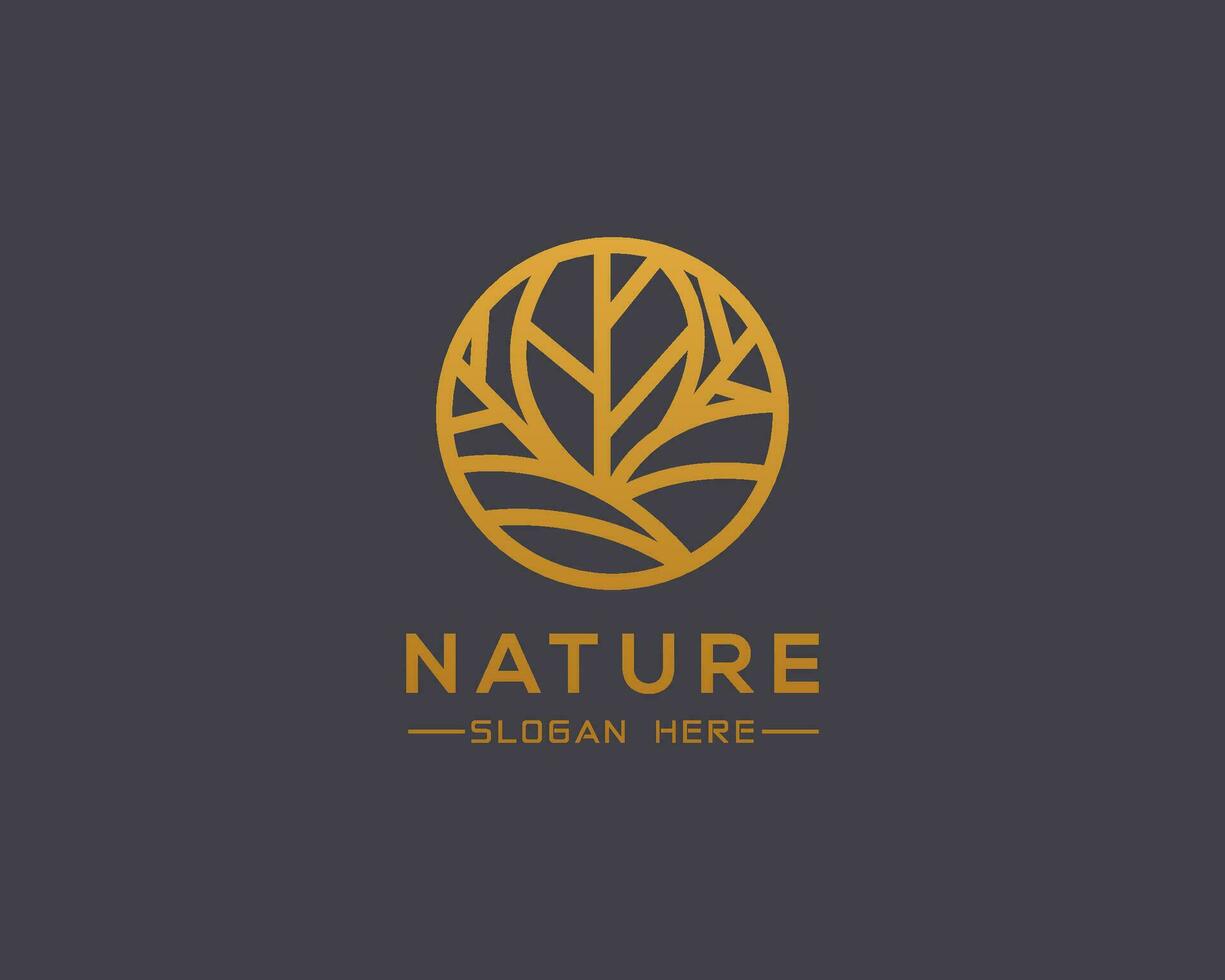 nature logo design emblem line nature creative vector