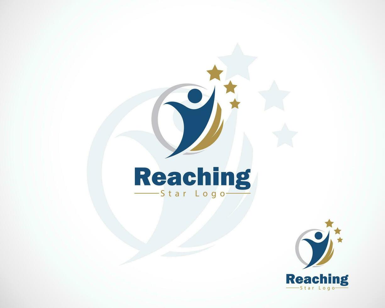 reaching star logo people abstract education school icon design vector