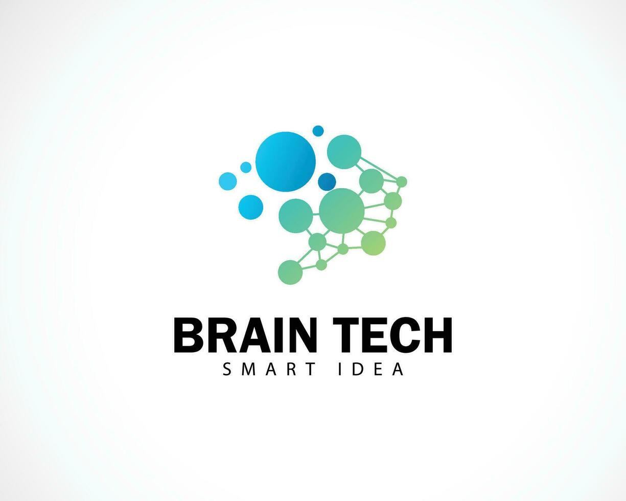 brain tech logo creative connect smart idea science molecule network innovation vector