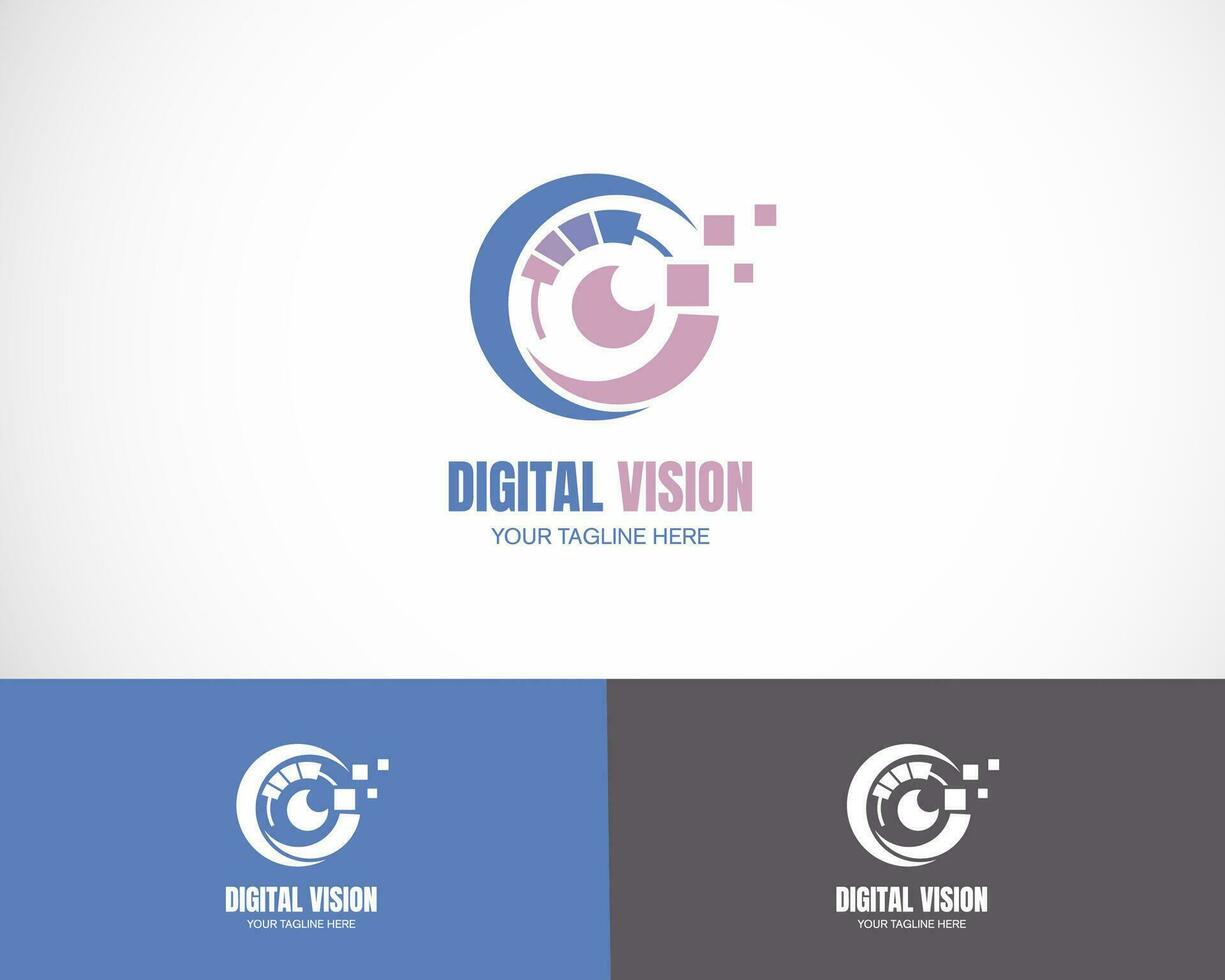 digital vision logo creative circle camera pixel vector