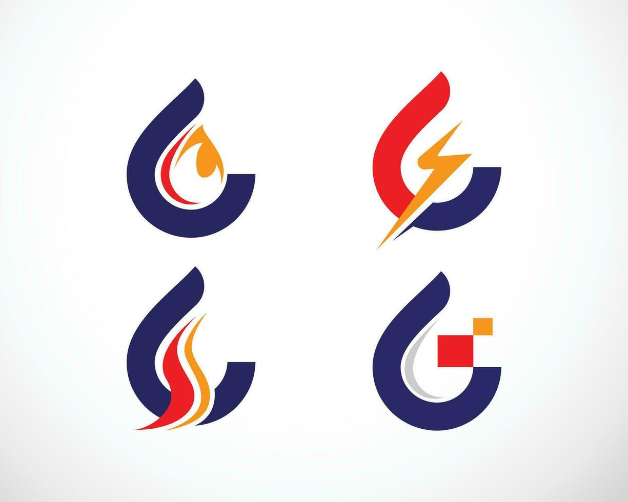 oil and gas logo creative symbol vector business industry gas nature leave fire flame icon set design concept